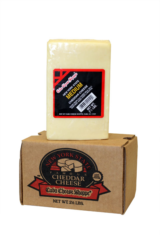 Cuba Cheese Shoppe Inc. 2 1/2 lb. Medium Cheddar Block